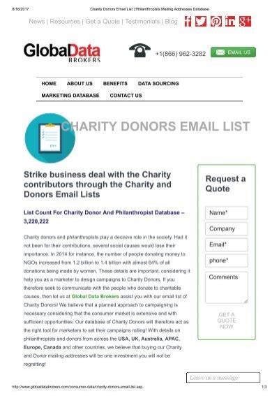 Charity Donors Email List .